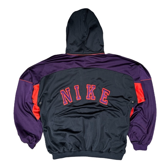 Nike Other - Vintage 90s Nike Spellout Logo Hooded Track Jacket Mens Large Purple Black Red
